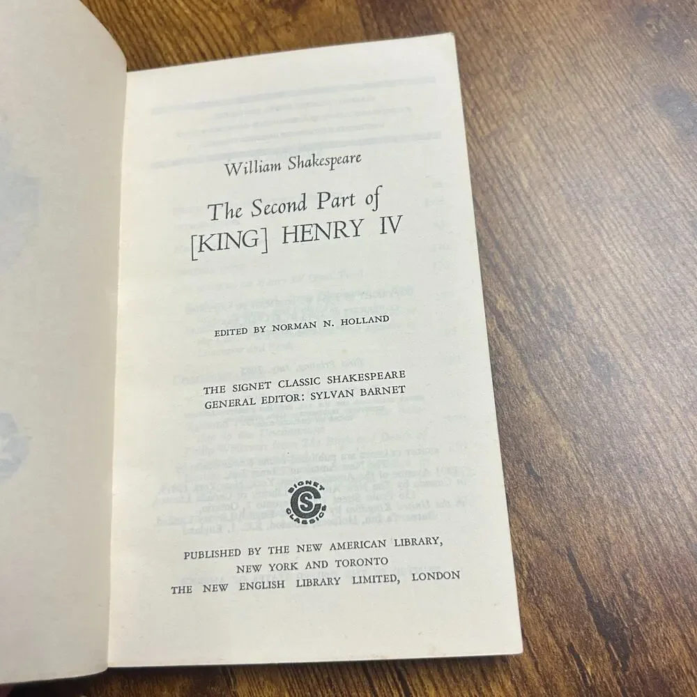 1965 William Shakespeare, Henry IV Part Two (Classic Book) Signet Paperback PB